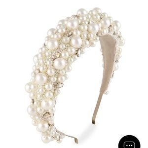 Deepa Gurnani faux pearl bridal headband (bhldn)